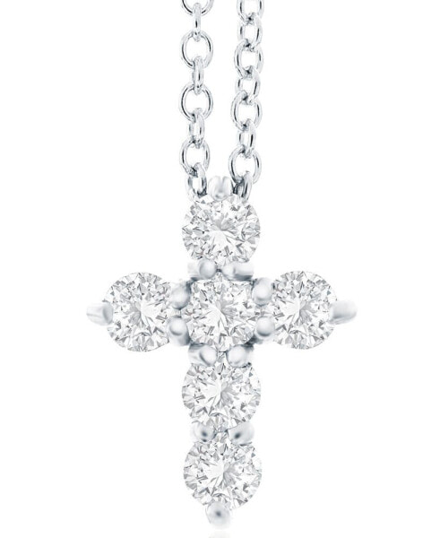 Macy's diamond Cross Pendant Necklace (1 ct. t.w.) in 14k White Gold, 16" + 2" Extender