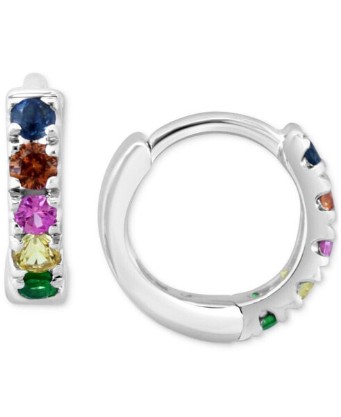 EFFY® Emerald Small Huggie Hoop Earrings (1/4 ct. t.w.) in Sterling Silver (Also in Sapphire, Ruby & Multi-Gemstone), 0.33"