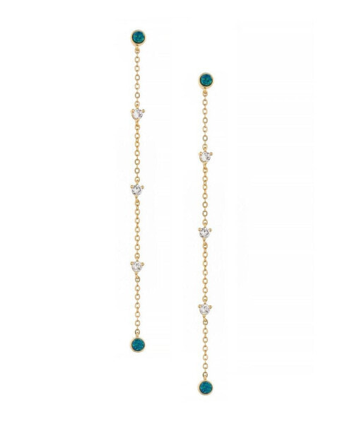 Green Opal Linear Earrings in 18K Gold Plating