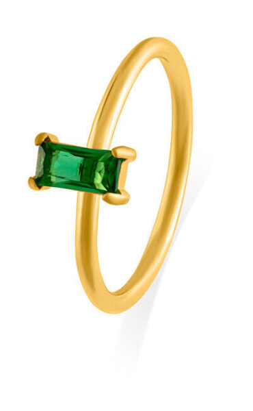 A charming gold-plated ring with a green zircon