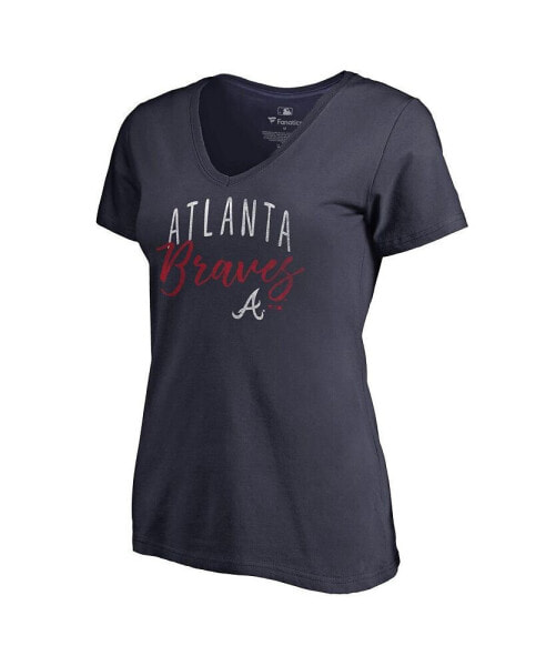 Women's Navy Atlanta Braves Graceful V-Neck T-shirt