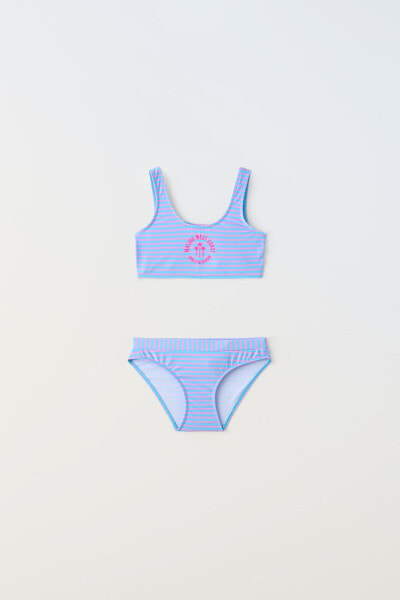 6-14 years/ stripe print bikini set