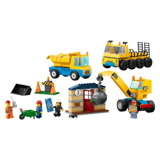 LEGO Work And Crane Trucks With Demolition Ball Construction Game