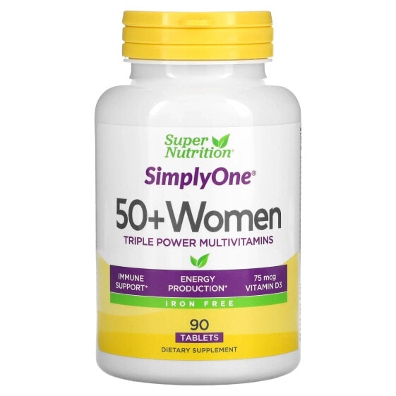 SimplyOne, Women’s 50+ Triple Power Multivitamins, Iron Free, 90 Tablets