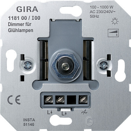 GIRA 1181 00 - Dimmer - Built-in - Buttons,Rotary - Gray - 230/240 V - 50 Hz