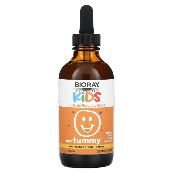 Kids, NDF Tummy, 11-Strain Probiotic Blend, Raspberry, 4 fl oz (118 ml)