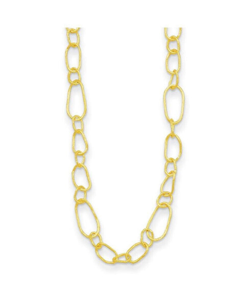 18k Yellow Gold Textured Fancy Link Necklace