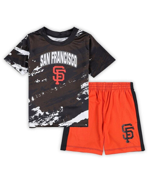 Toddler Boys and Girls Brown, Orange San Francisco Giants Stealing Homebase 2.0 T-shirt and Shorts Set