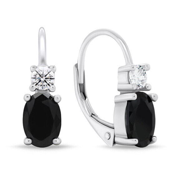 Elegant silver earrings with zircons EA749WBC