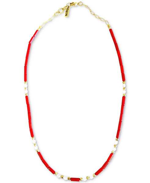 Gold-Tone Red Stone & Moonstone Statement Necklace, 16" + 2" extender