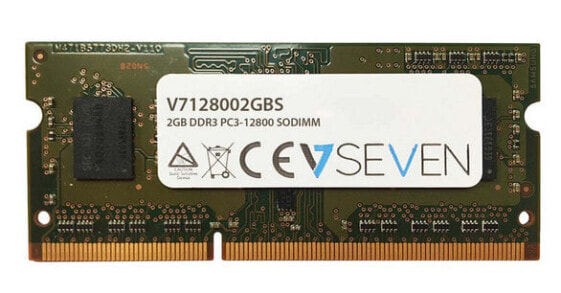 V7 V7128002GBS - 2 GB - 1 x 2 GB - DDR3 - 1600 MHz - 204-pin SO-DIMM - Green
