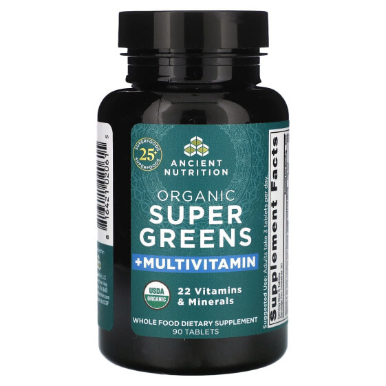 Витаминно-минеральный комплекс Ancient Nutrition Organic Super Greens + Multivitamin, 90 таблеток