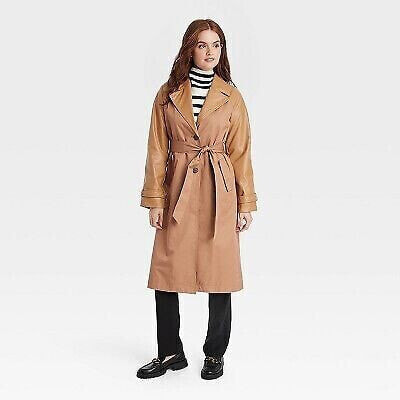 Women's Relaxed Trench Coat - A New Day Brown M