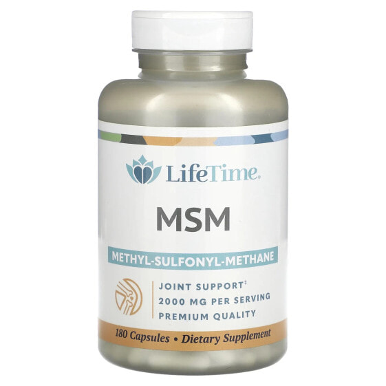 БАД MSM, 2,000 мг, 180 капсул (1,000 мг на капсулу) от LifeTime Vitamins