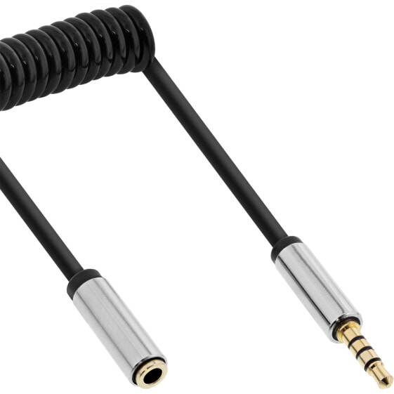 InLine Slim Audio spiral cable 3.5mm male / female - 4-pin - Stereo - 1m