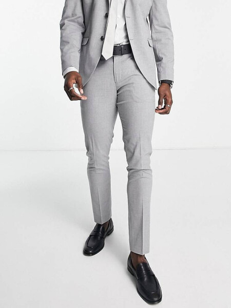 Selected Homme suit trouser with stretch in slim fit light grey