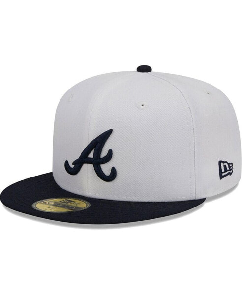 Men's White, Navy Atlanta Braves Optic 59FIFTY Fitted Hat
