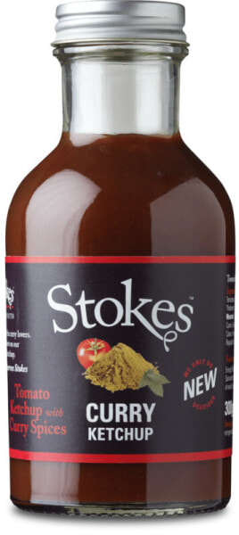 Stokes Sauces Curry Ketchup - Tomato sauce - 300 g - Glass bottle - United Kingdom - Tomatoes (138g in 100g ketchup) - Sugar - Spirit Vinegar - Thickener: Modified Maize Starch - Curry... - 603 kJ