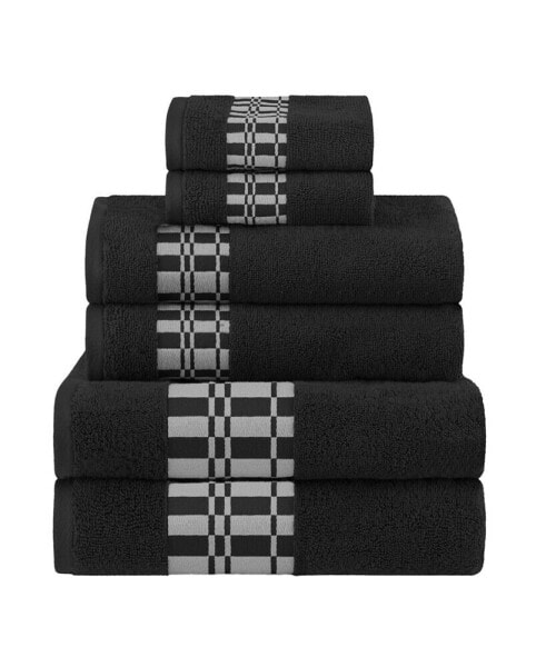 Larissa Geometric Embroidered Jacquard Border Cotton 4-Pc. Bath Towel Set