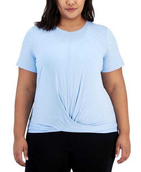 Plus Size Active Solid Twist-Front Top, Created for Macy's