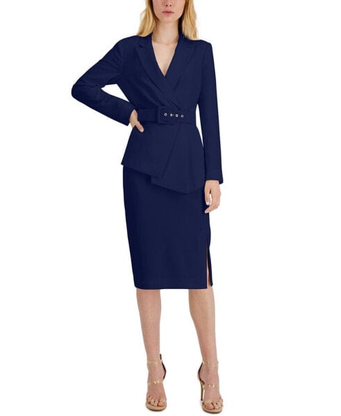 Belted Wrap Skirt Suit
