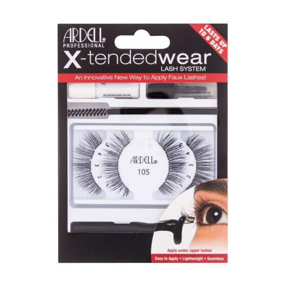 Ardell X-Tended Wear Lash System 105 1 St. falsche wimpern für Frauen falsche Wimpern X-Tended 105 1 St. + Wimpernkleber X-Tended Wear 1 g + Applicator 1 St. + Wimpern-Entferner 1 g + Wimpernbürste 1 St.