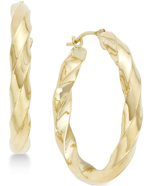 Square Twist Hoop Earrings in 10k Gold