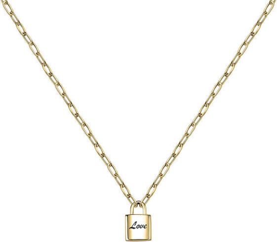 Gold-plated necklace with padlock Love LPS10ASD04