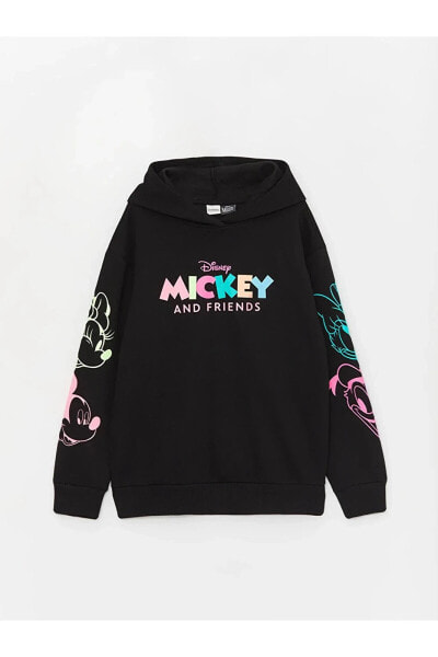 LCW Kids Mickey Mouse Baskılı Uzun Kollu Kız Çocuk Hoodie