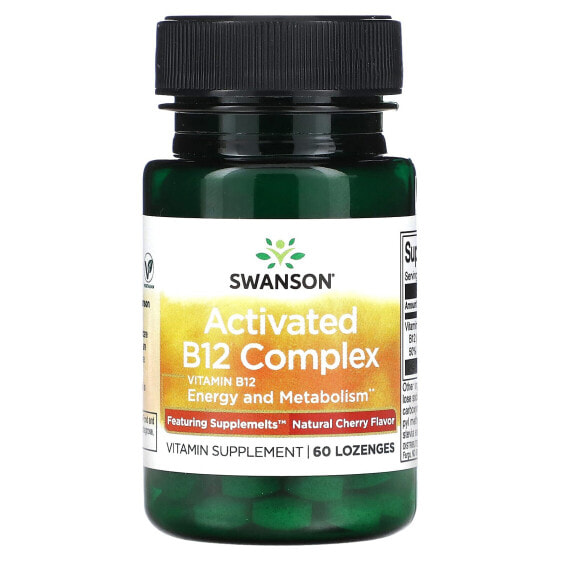Витамины группы B Swanson Активированный B12 комплекс, Натуральная вишня, 60 таблеток для рассасывания