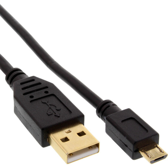 InLine Micro USB 2.0 Cable USB Type A male / Micro-B male - black - 0.3m