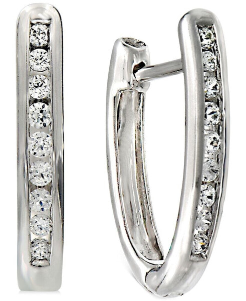 Diamond Extra Small Hoop Earrings (1/6 ct. t.w.) in 10k White Gold, 0.43"