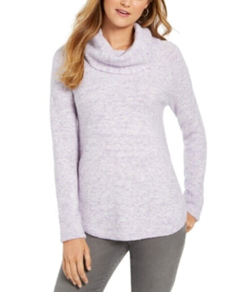 Style & Co Women's Cowl Neck Waffle Knit Sweater Heirloom Lilac Combo S