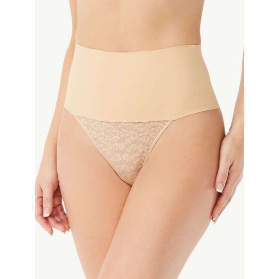 Sofia Intimates by Sofia Vergara Thong Panties Women's Small Beige Seamless Lace