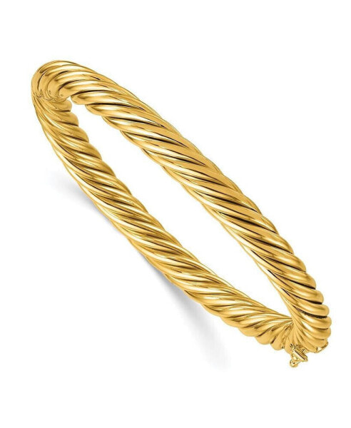 18k Yellow Gold Twisted 6.7mm Hinged Bangle Bracelet