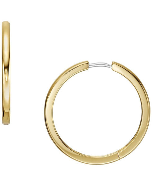 All Stacked Up Gold-Tone Stainless Steel Hoop Earrings