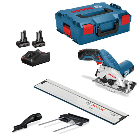 Bosch Akku-Kreissäge GKS 12V-26 mit 2x 6,0 Ah Akkus im Set in L-BOXX mit FSN 800