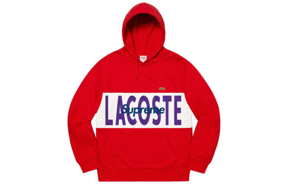 Supreme x LACOSTE 联名款 Week 5 logo连帽衫卫衣 男女同款 红色 / Худи Supreme LACOSTE SUP-FW19-512