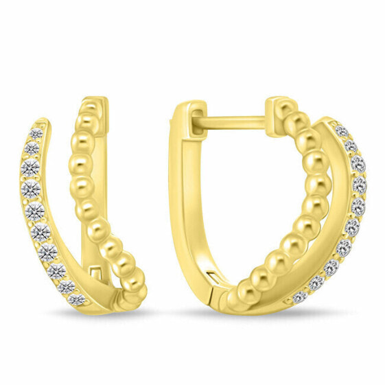 Modern gold-plated hoop earrings with zircons EA1094Y