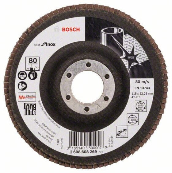 Bosch Fächerschleifscheibe X581, Best for Inox 115 mm, 22,23 mm, 80