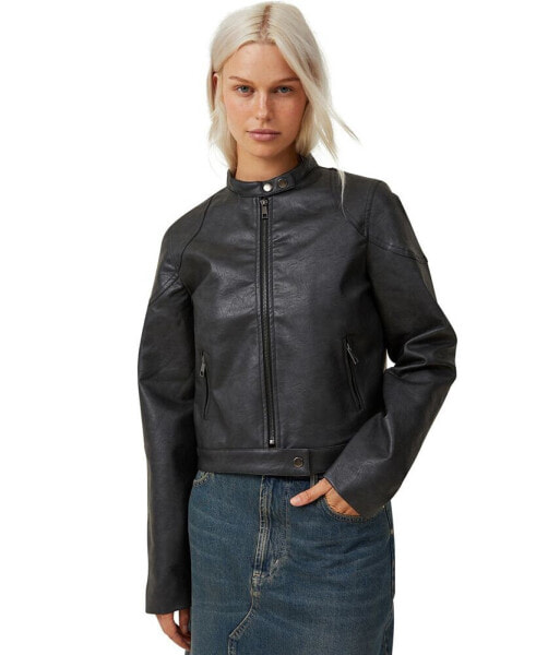 Women's Faux Leather Moto Jacket