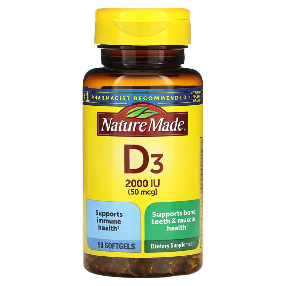 Пробиотические витамины Nature Made Vitamin D3, 50 мкг (2 000 МЕ), 90 капсул