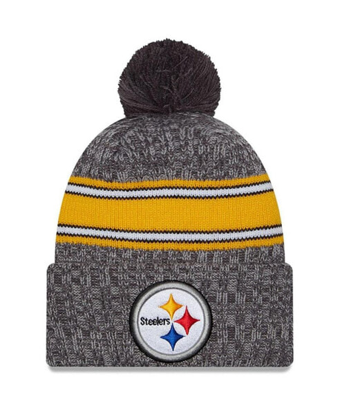 Men's Gray Pittsburgh Steelers 2023 Sideline Sport Cuffed Pom Knit Hat