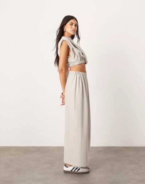 ASOS EDITION jersey twist detail maxi skirt co-ord in pale grey