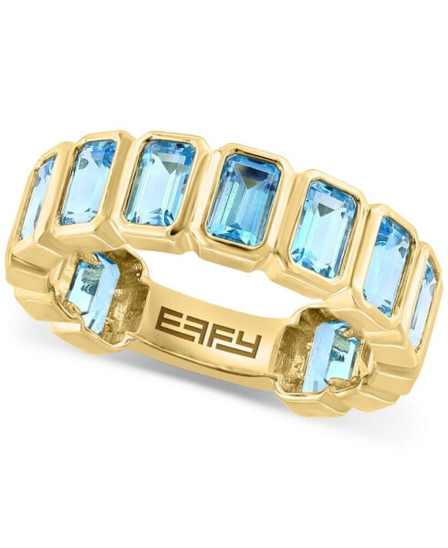 EFFY® Blue Topaz Emerald-Cut Statement Ring (4-3/8 ct. t.w.) in 14k Gold