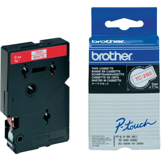 Brother Labelling Tape 9mm - Red on white - TC - Black - Brother - PT8E - PT500 - PT2000 - PT3000 - PT5000 - 9 mm