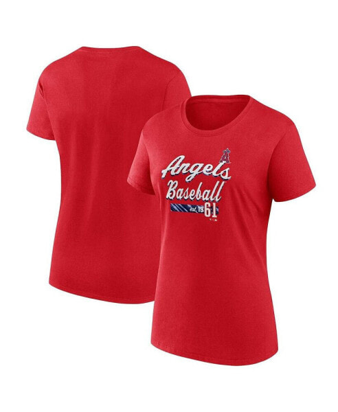 Women's Red Los Angeles Angels Logo T-shirt