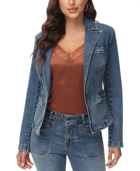 Women's One-Button Denim Blazer