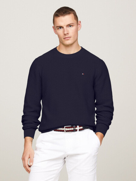 Textured Knit Crewneck Sweater