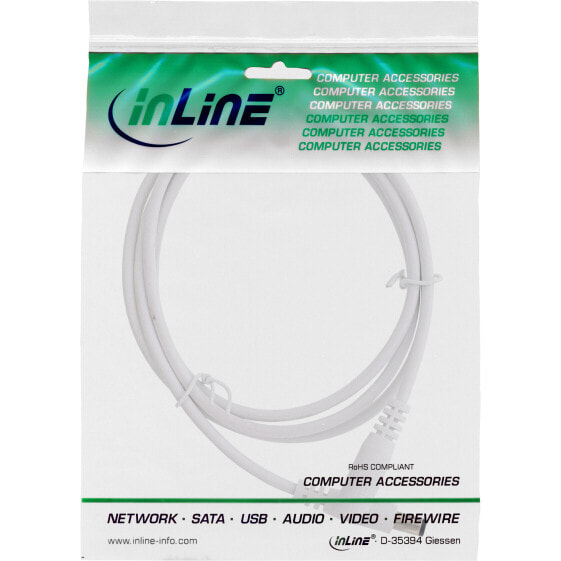 InLine DC extension cable - DC male/female 5.5x2.1mm - AWG 18 - white 1m